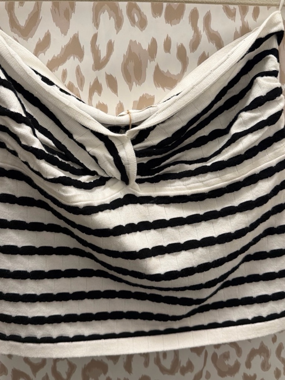 New Striped Knit Tube Top in Black and White Size Large